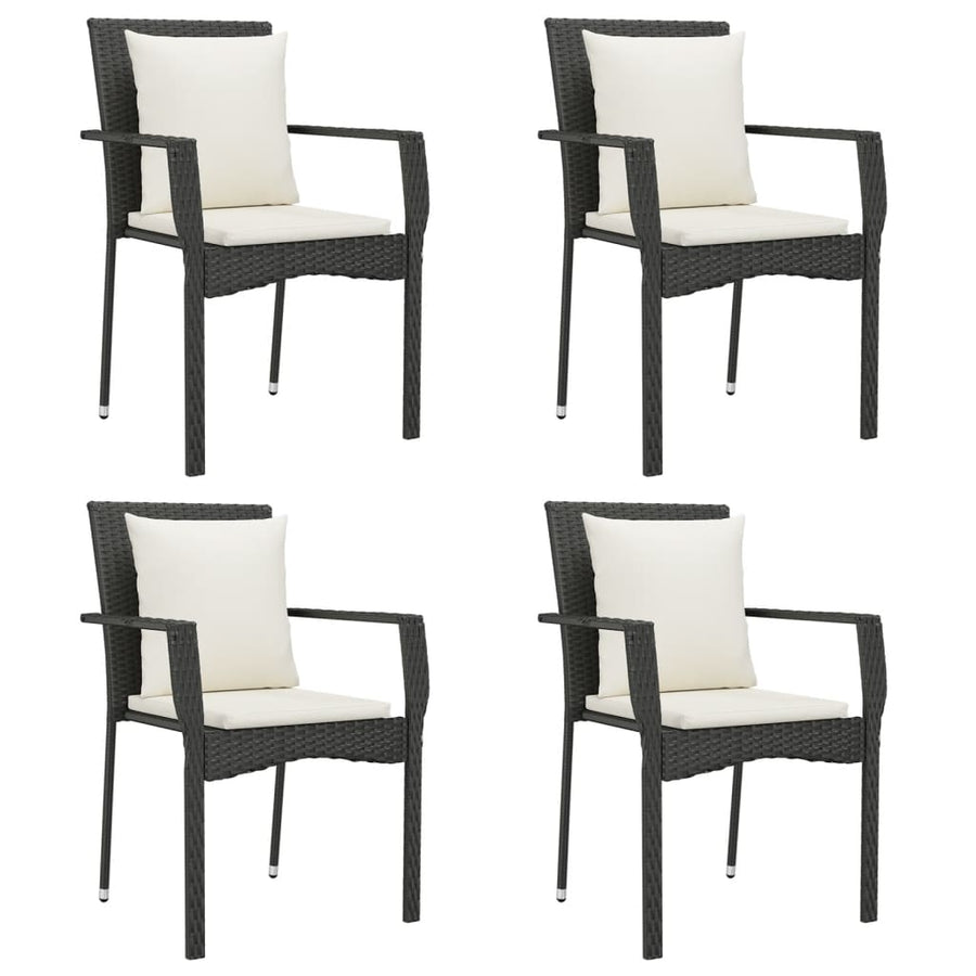 -Delige Tuinset Met Kussens Poly Rattan 5 90 cm tafellengte Zwart