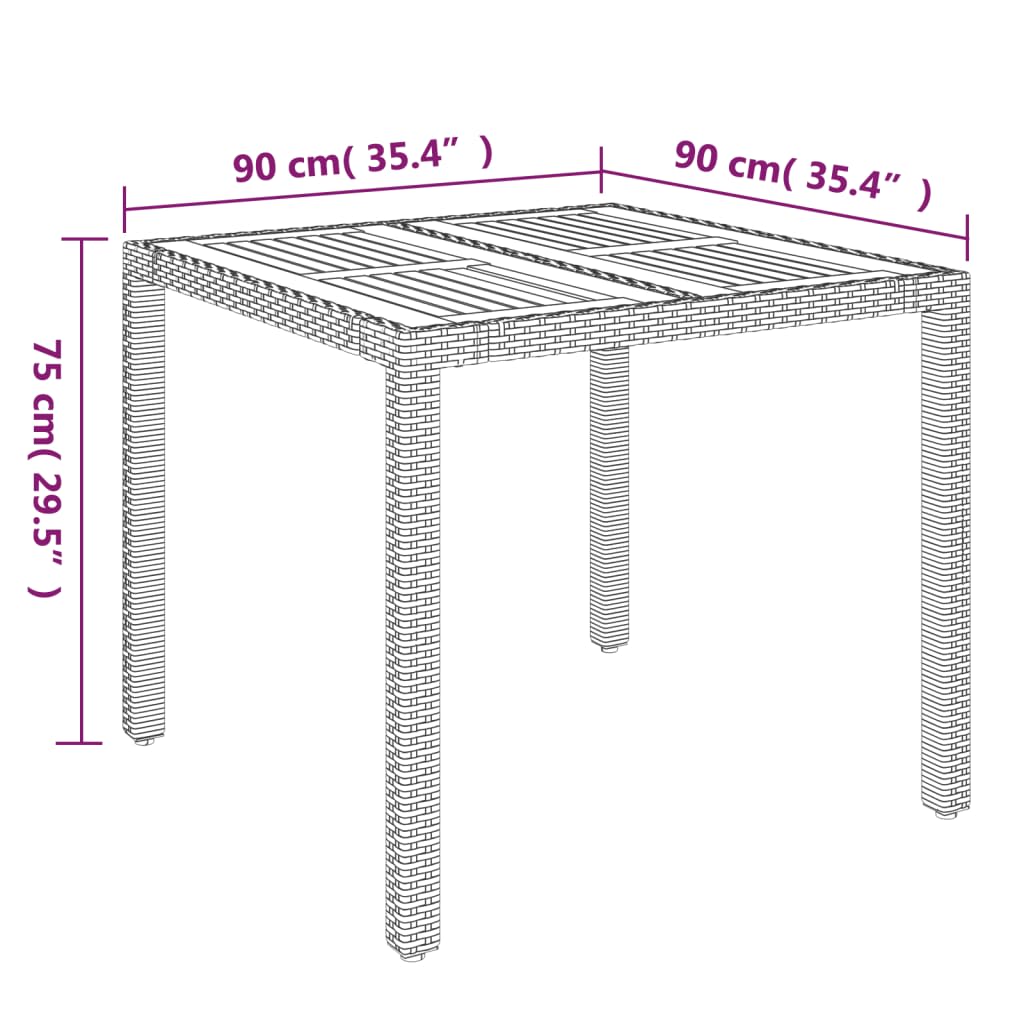 -Delige Tuinset Met Kussens Poly Rattan 5 90 cm tafellengte Zwart