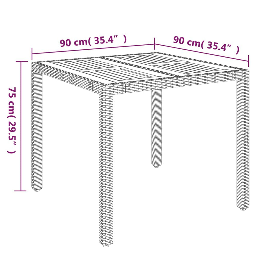 -Delige Tuinset Met Kussens Poly Rattan 5 90 cm tafellengte Zwart