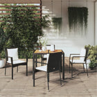 Tuinset 5-delig poly rattan zwart met kussens