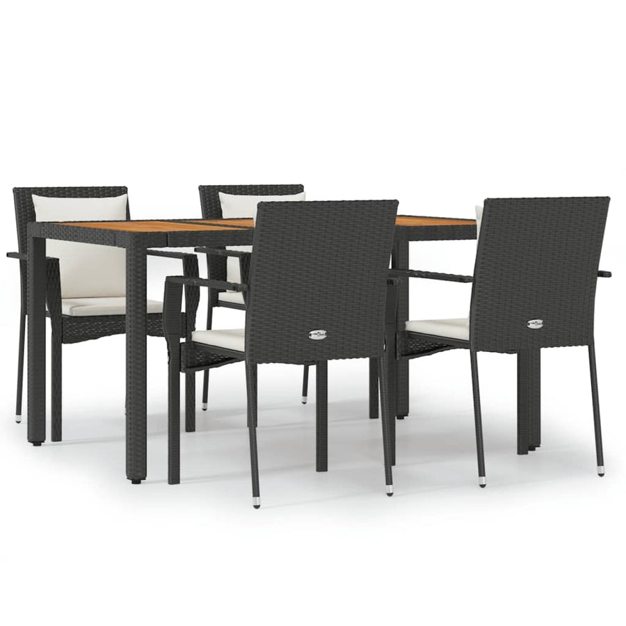 -Delige Tuinset Met Kussens Poly Rattan 5 150 cm tafellengte Zwart