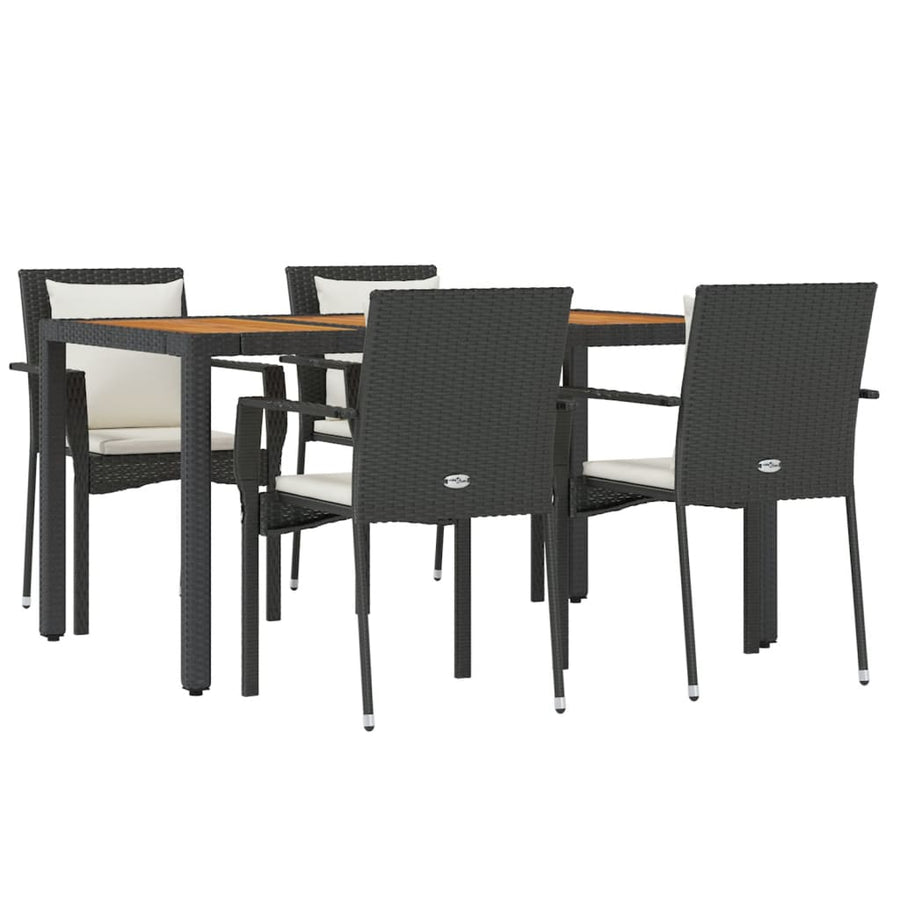 -Delige Tuinset Met Kussens Poly Rattan 5 150 cm tafellengte Zwart