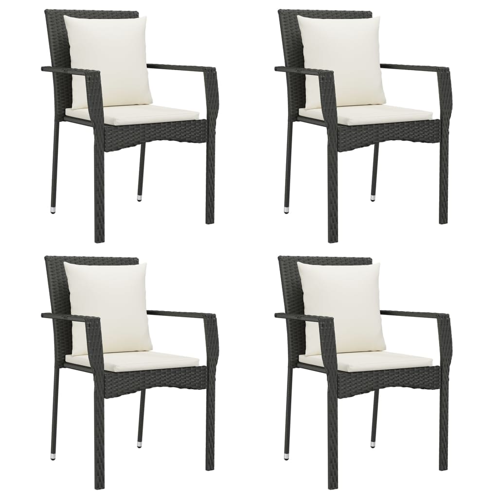 -Delige Tuinset Met Kussens Poly Rattan 5 150 cm tafellengte Zwart