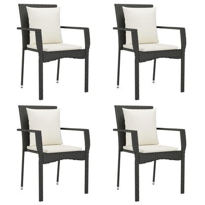 -Delige Tuinset Met Kussens Poly Rattan 5 150 cm tafellengte Zwart