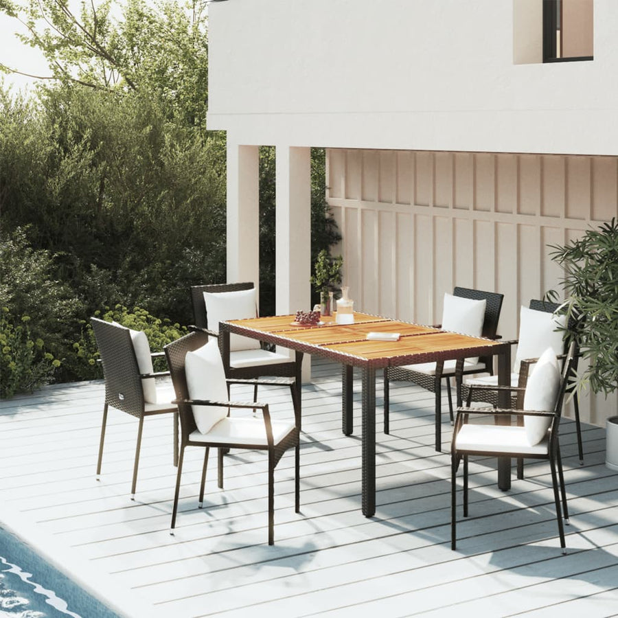 -Delige Tuinset Met Kussens Poly Rattan 5 150 cm tafellengte Zwart