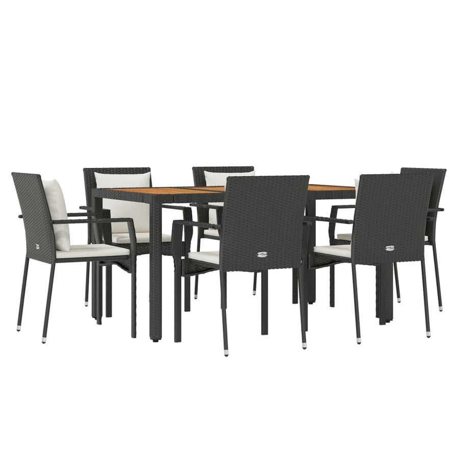 -Delige Tuinset Met Kussens Poly Rattan 7 150 cm tafellengte Zwart