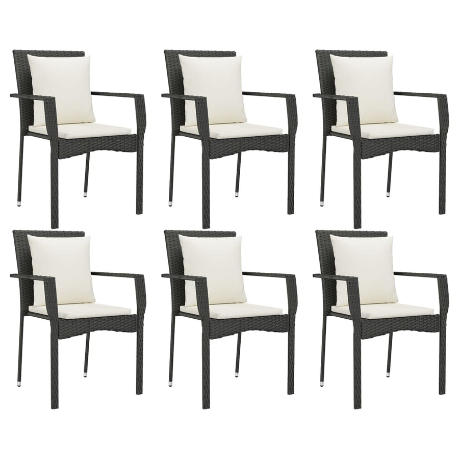 -Delige Tuinset Met Kussens Poly Rattan 7 150 cm tafellengte Zwart