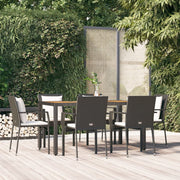 Tuinset 7-delig poly rattan zwart met kussens