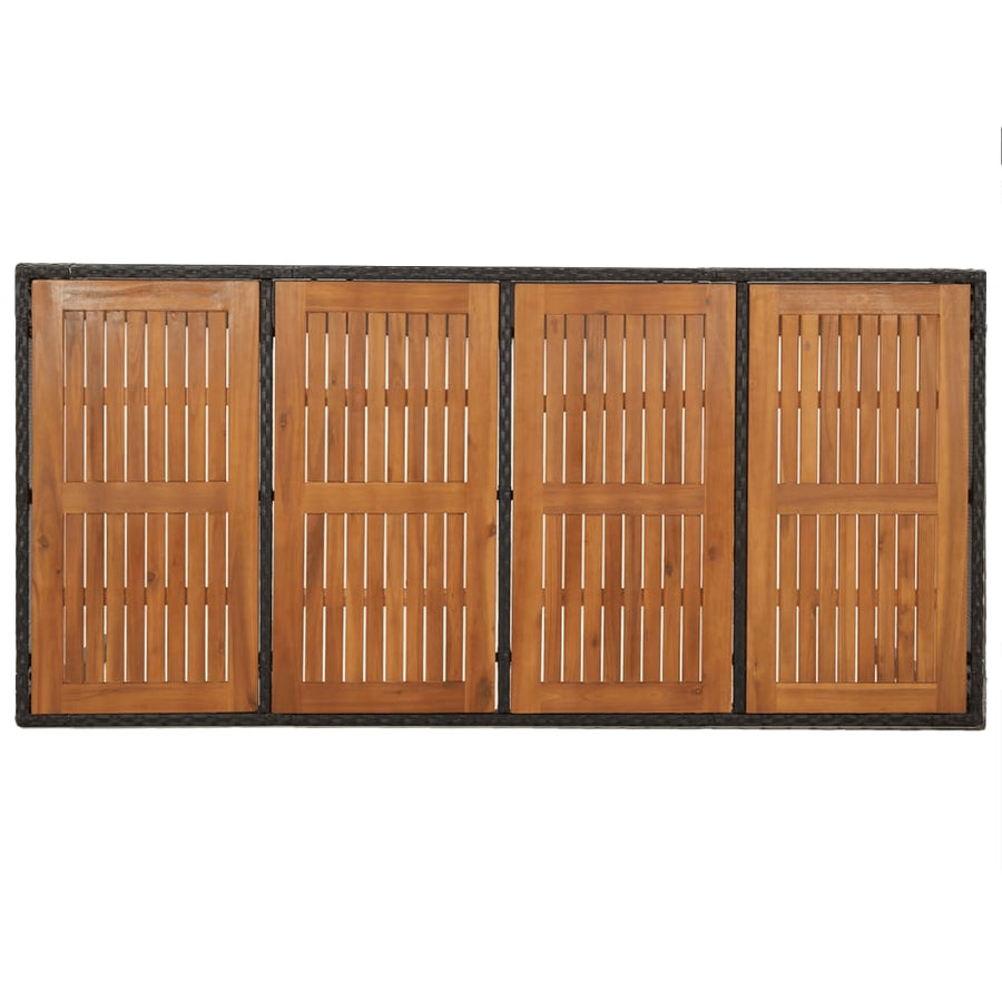 7-Delige Tuinset Met Kussens Poly Rattan Zwart 190 cm tafellengte