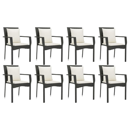 9-Delige Tuinset Poly Rattan Zwart 190 cm tafellengte