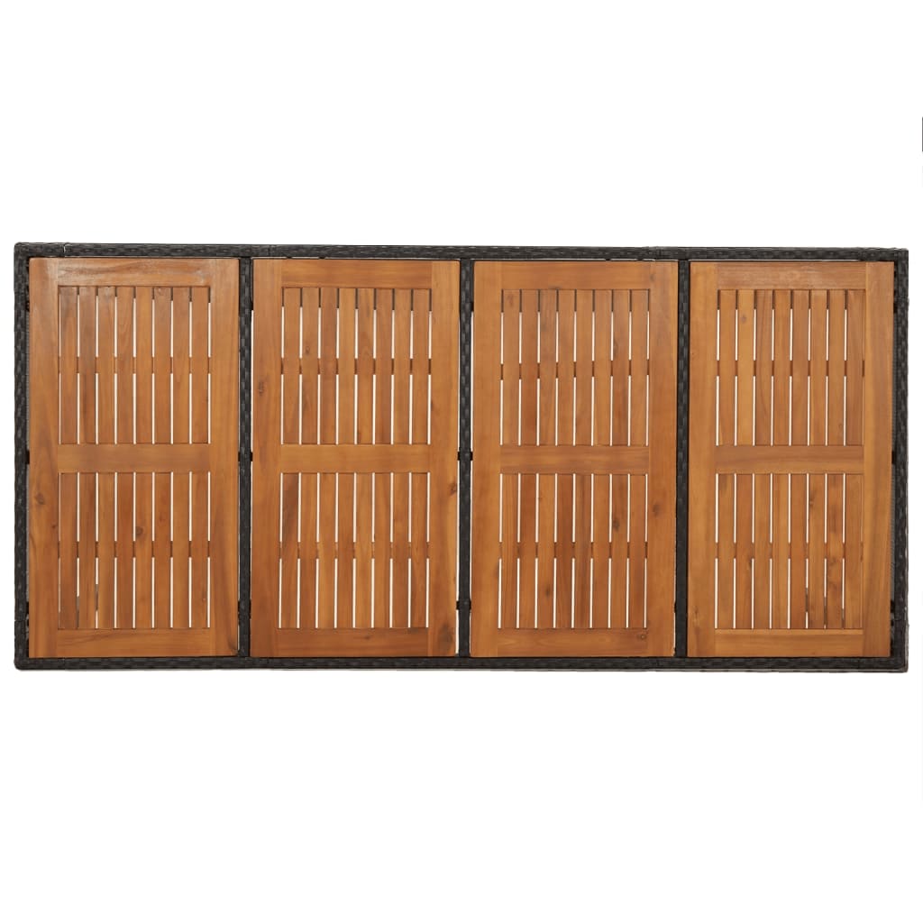 9-Delige Tuinset Poly Rattan Zwart 190 cm tafellengte