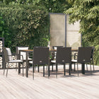 Tuinset poly rattan 9-delig zwart