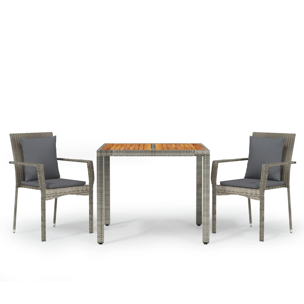 3-Delige Tuinset Met Kussens Poly Rattan 2