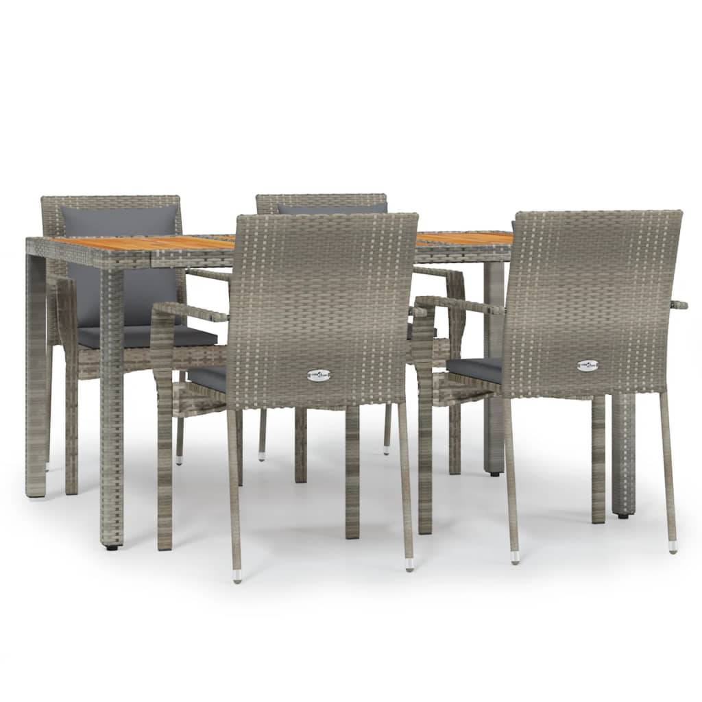 -Delige Tuinset Met Kussens Poly Rattan 5 150 cm tafellengte Grijs