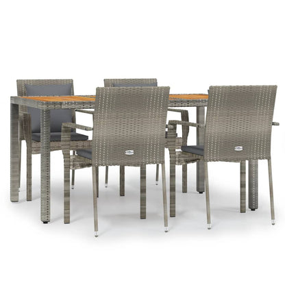 -Delige Tuinset Met Kussens Poly Rattan 5 150 cm tafellengte Grijs