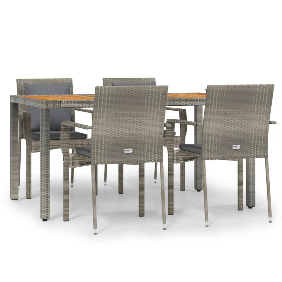 -Delige Tuinset Met Kussens Poly Rattan 5 150 cm tafellengte Grijs