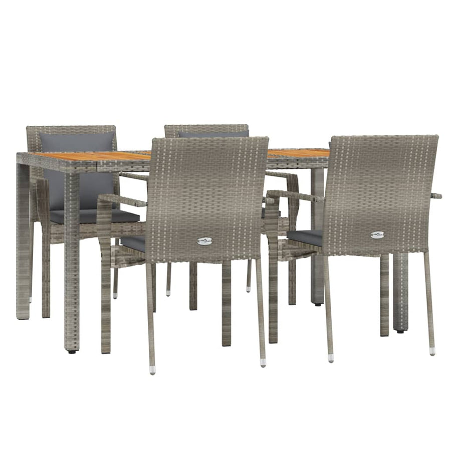 -Delige Tuinset Met Kussens Poly Rattan 5 150 cm tafellengte Grijs