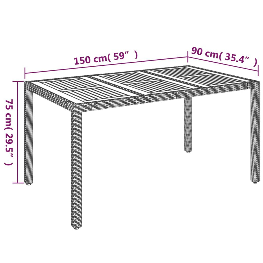 -Delige Tuinset Met Kussens Poly Rattan 5 150 cm tafellengte Grijs