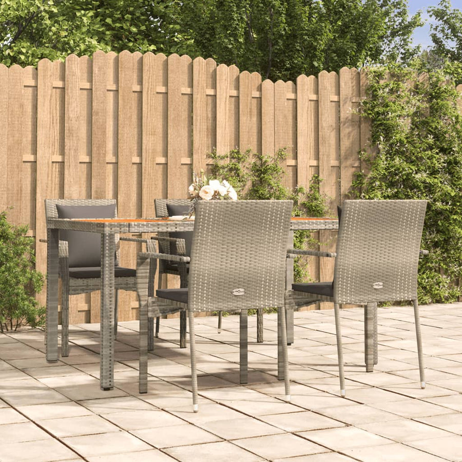 -Delige Tuinset Met Kussens Poly Rattan 5 150 cm tafellengte Grijs