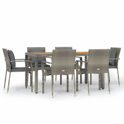 -Delige Tuinset Met Kussens Poly Rattan 7 150 cm tafellengte Grijs