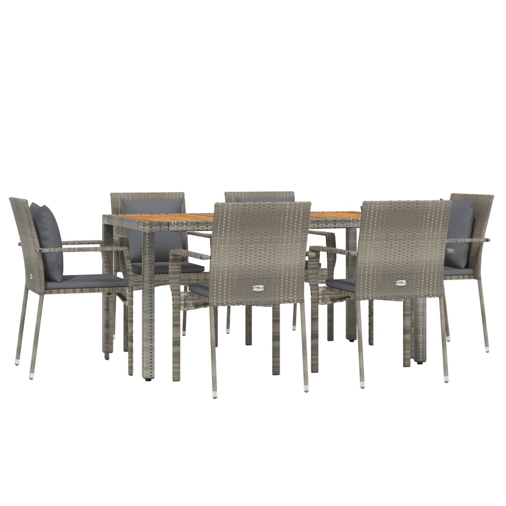 -Delige Tuinset Met Kussens Poly Rattan 7 150 cm tafellengte Grijs