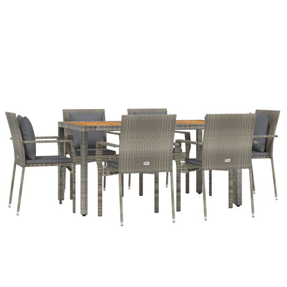 -Delige Tuinset Met Kussens Poly Rattan 7 150 cm tafellengte Grijs