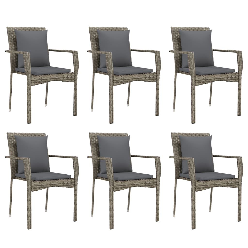 -Delige Tuinset Met Kussens Poly Rattan 7 150 cm tafellengte Grijs