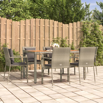 -Delige Tuinset Met Kussens Poly Rattan 7 150 cm tafellengte Grijs
