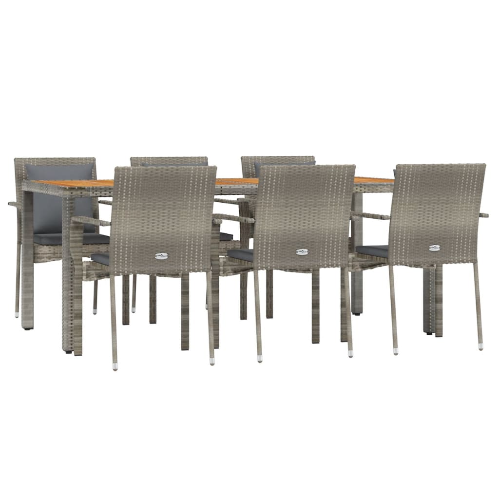 -Delige Tuinset Met Kussens Poly Rattan 7 190 cm tafellengte Grijs