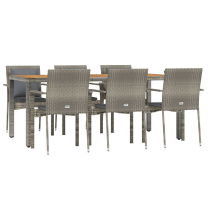-Delige Tuinset Met Kussens Poly Rattan 7 190 cm tafellengte Grijs