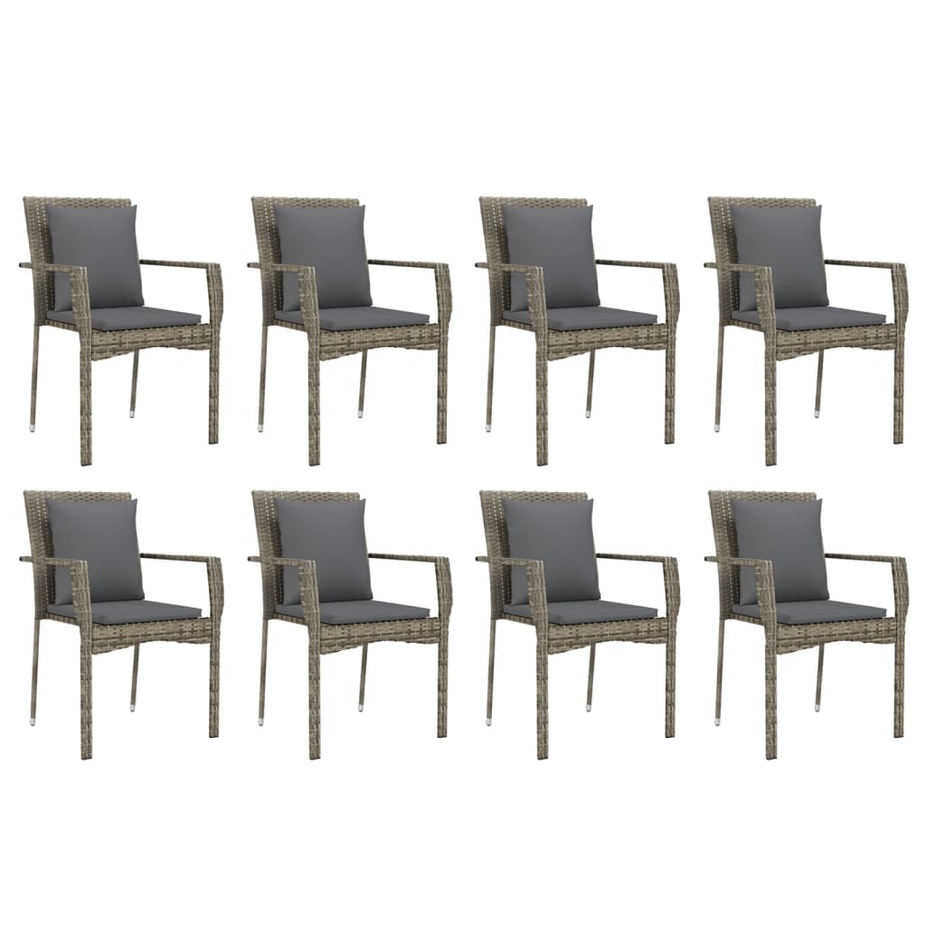 -Delige Tuinset Met Kussens Poly Rattan 9 190 cm tafellengte Grijs