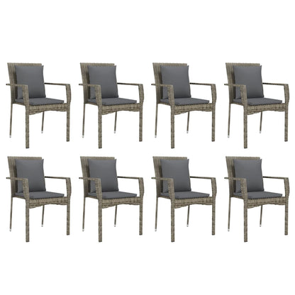 -Delige Tuinset Met Kussens Poly Rattan 9 190 cm tafellengte Grijs