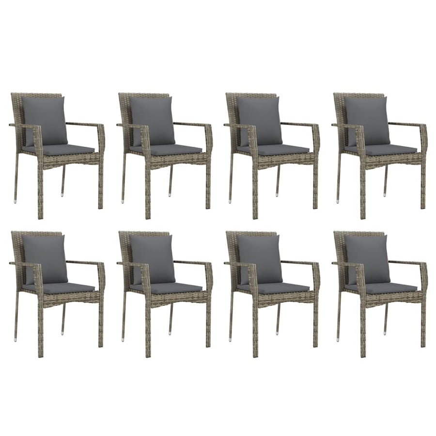 -Delige Tuinset Met Kussens Poly Rattan 9 190 cm tafellengte Grijs