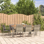 Tuinset 9-delig poly rattan grijs met kussens acaciahout tafel