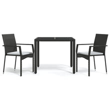 3-Delige Tuinset Met Kussens Poly Rattan 2 90 cm tafellengte Zwart