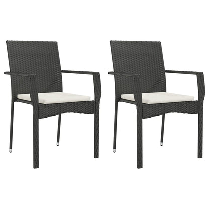 3-Delige Tuinset Met Kussens Poly Rattan 2 90 cm tafellengte Zwart