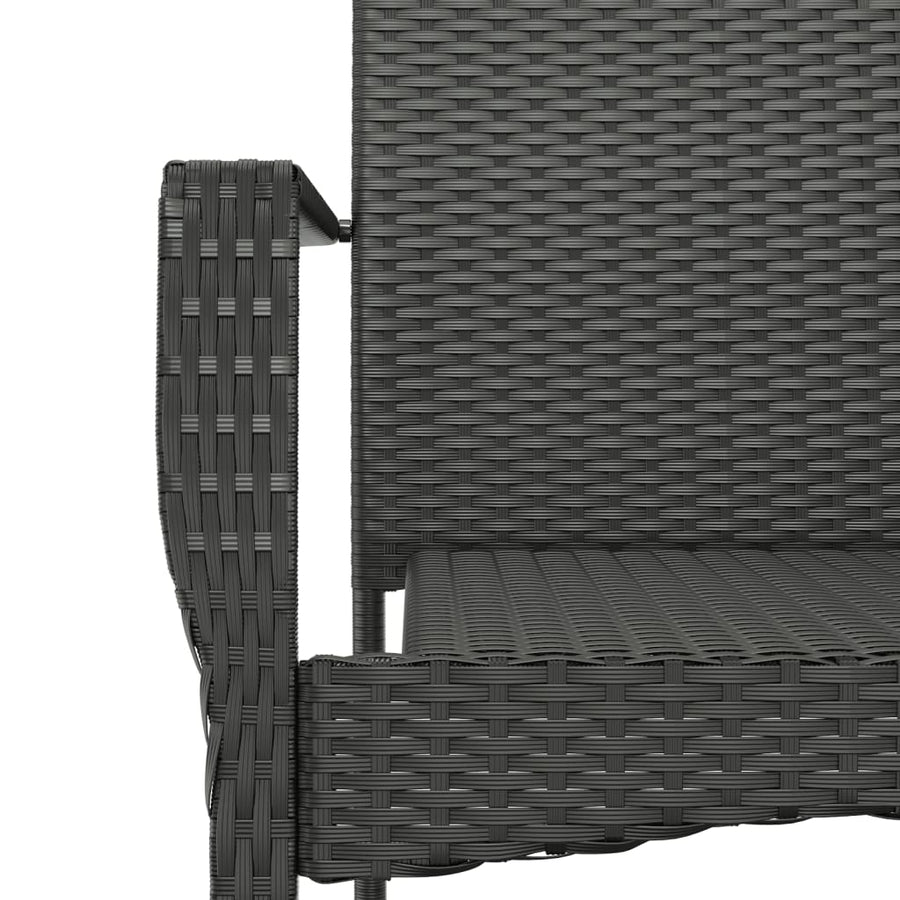 3-Delige Tuinset Met Kussens Poly Rattan 2 90 cm tafellengte Zwart
