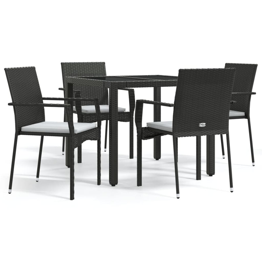 5-Delige Tuinset Met Kussens Poly Rattan 4 90 cm tafellengte Zwart