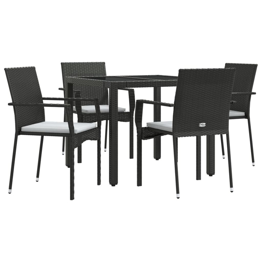 5-Delige Tuinset Met Kussens Poly Rattan 4 90 cm tafellengte Zwart