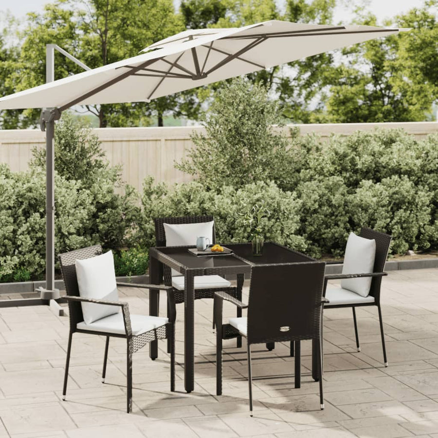 5-Delige Tuinset Met Kussens Poly Rattan 4 90 cm tafellengte Zwart