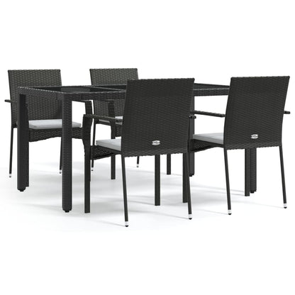 -Delige Tuinset Met Kussens Poly Rattan 5 150 cm tafellengte Zwart