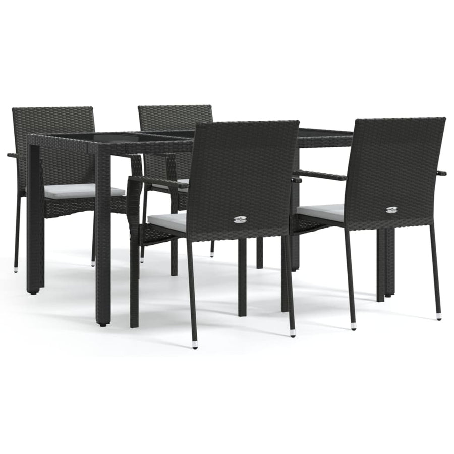 -Delige Tuinset Met Kussens Poly Rattan 5 150 cm tafellengte Zwart