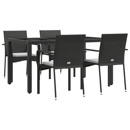 -Delige Tuinset Met Kussens Poly Rattan 5 150 cm tafellengte Zwart