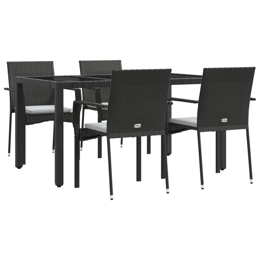 -Delige Tuinset Met Kussens Poly Rattan 5 150 cm tafellengte Zwart