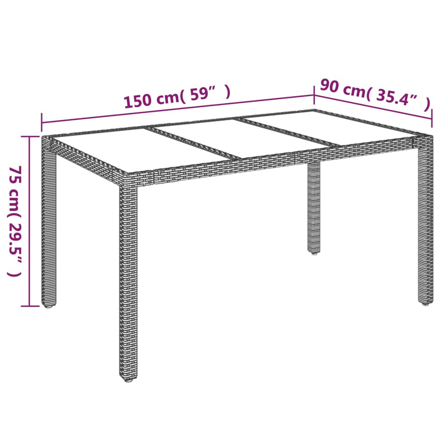 -Delige Tuinset Met Kussens Poly Rattan 5 150 cm tafellengte Zwart
