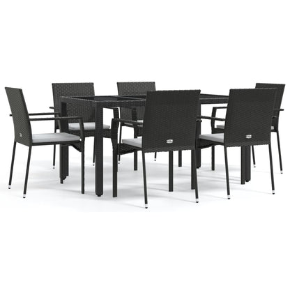 -Delige Tuinset Met Kussens Poly Rattan 7 150 cm tafellengte Zwart