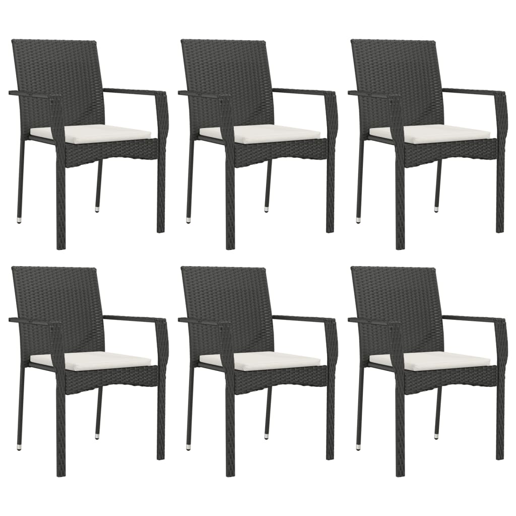 -Delige Tuinset Met Kussens Poly Rattan 7 150 cm tafellengte Zwart
