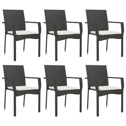 -Delige Tuinset Met Kussens Poly Rattan 7 150 cm tafellengte Zwart