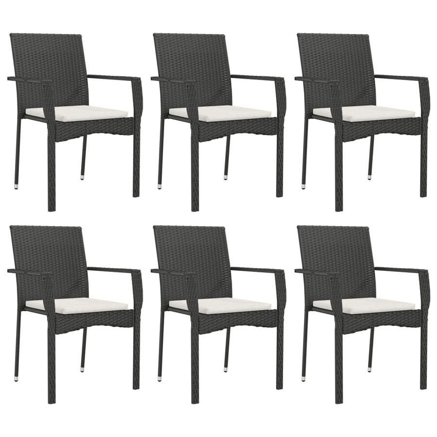 -Delige Tuinset Met Kussens Poly Rattan 7 150 cm tafellengte Zwart