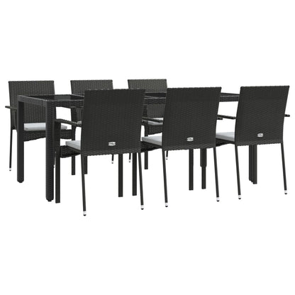 -Delige Tuinset Met Kussens Poly Rattan 7 190 cm tafellengte Zwart